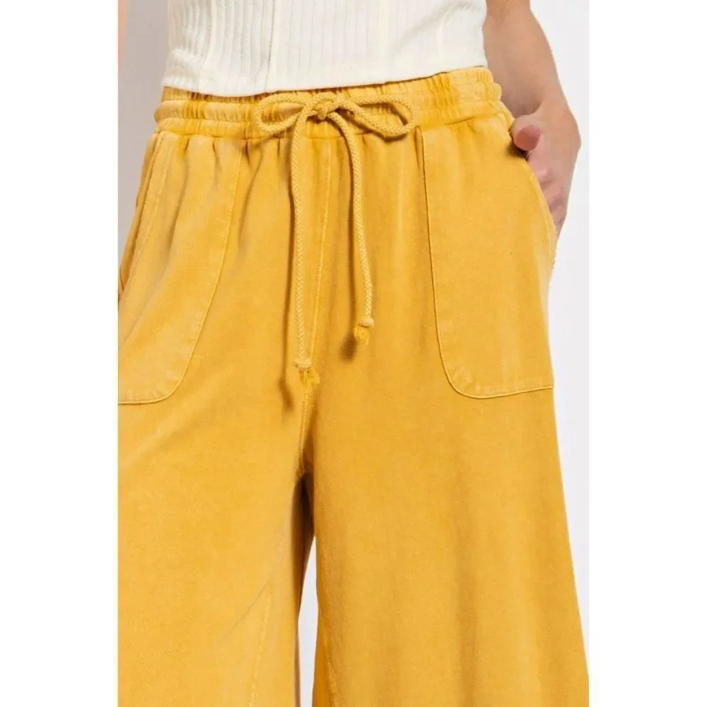 Stay Comfy Wide Leg Comfy Pants in Mustard EB40128 - Picture 4 of 5
